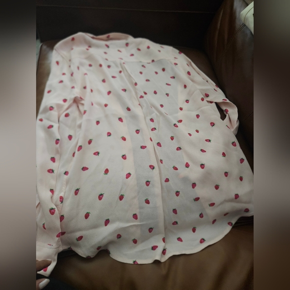 Rails Rocsi Pink Strawberries Long Sleeve Button Down Top Size M Medium - Picture 5 of 8